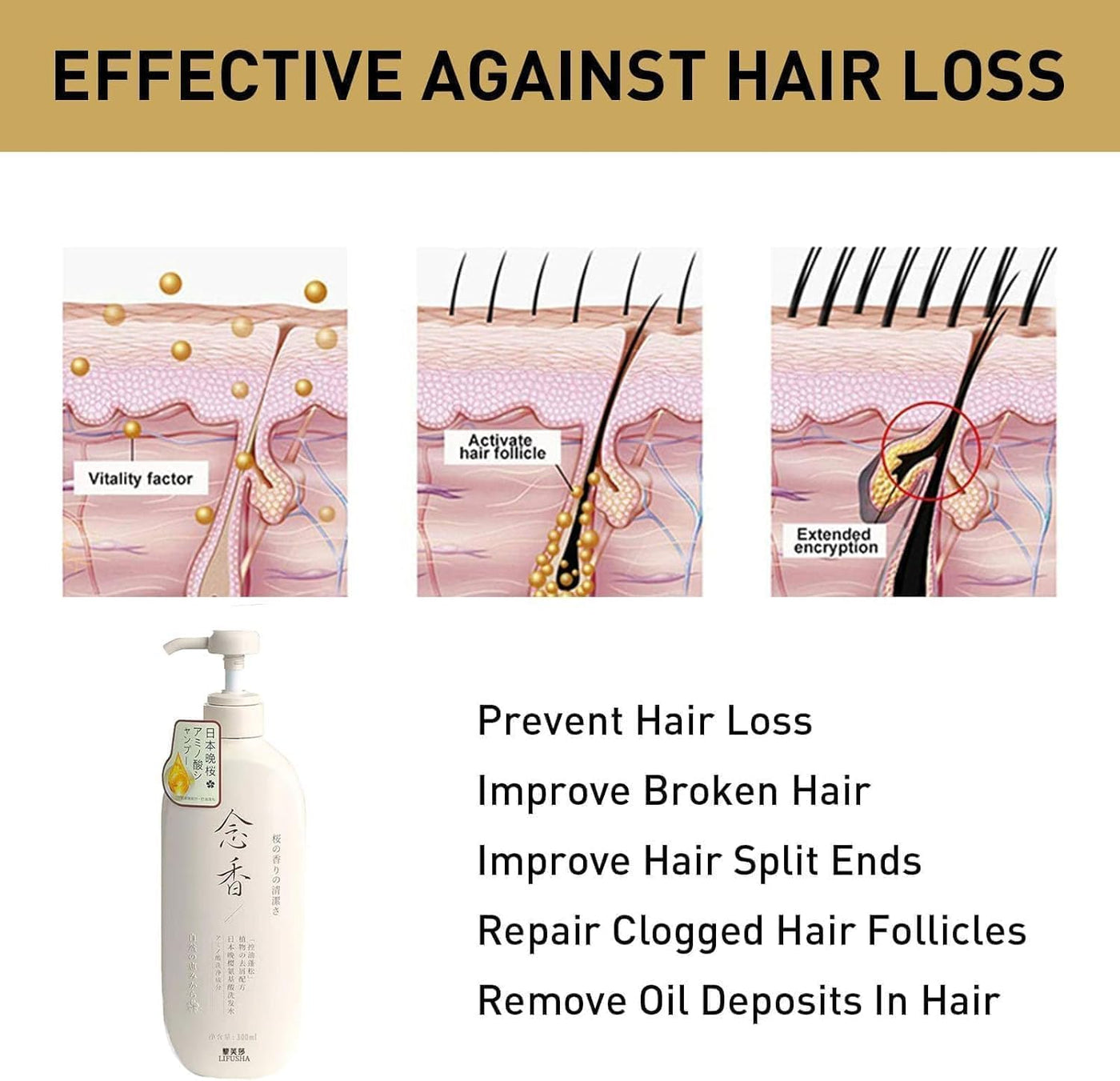 Sakura japanese shampo for hair growth, Preventing hair loss and removind dandruff 300ml